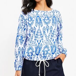 Lou & Grey Ikat Cozy Cotton Terry Drawstring Sweatshirt Size M New w/ Tags!